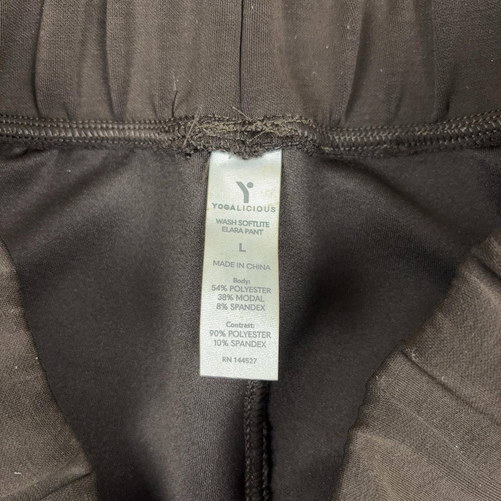 Yogalicious Pants Womens Large Brown Elara Cropped Wide Leg Elastic Waist Yoga - Picture 7 of 8